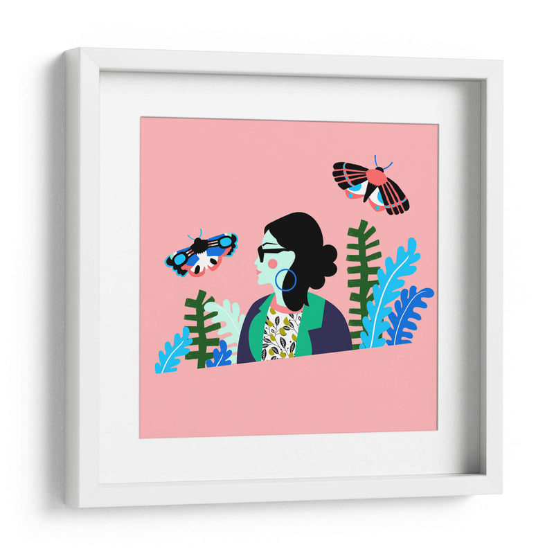 Mujer con palomillas | Cuadro decorativo de Canvas Lab