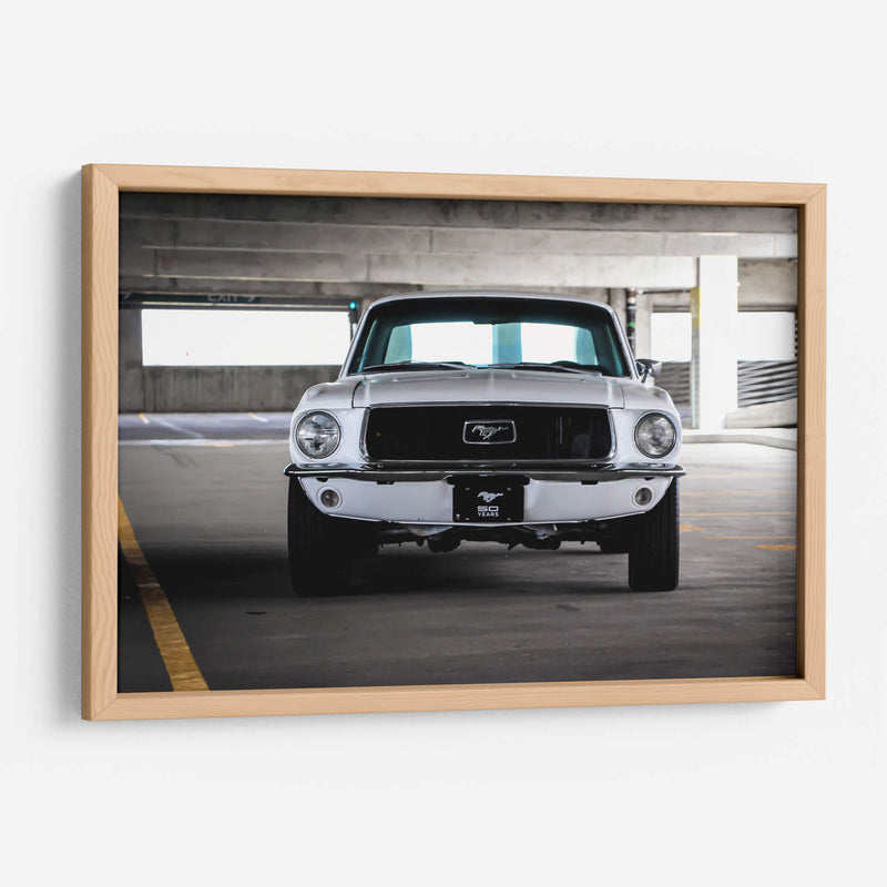 Mustang blanco vintage | Cuadro decorativo de Canvas Lab
