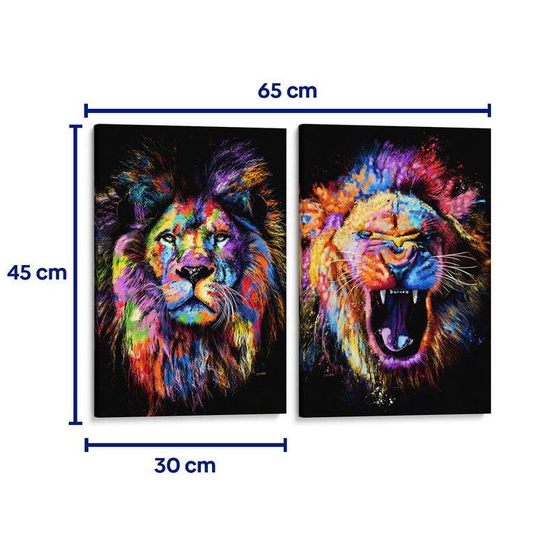 Los estados del león - Set de 2 - Hue Art - Cuadro decorativo | Canvas Lab